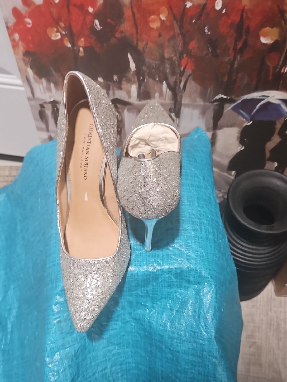 Ok, Christian Siriano Silver Glitter Pointed Toe Stiletto Pumps (View Pics)